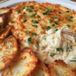 Chicken Alfredo Dip with Garlic Bread Chips
