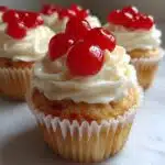 Christmas Cherry Vanilla Cupcakes