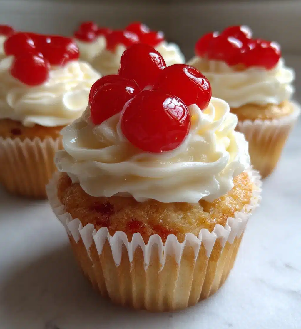 Christmas Cherry Vanilla Cupcakes