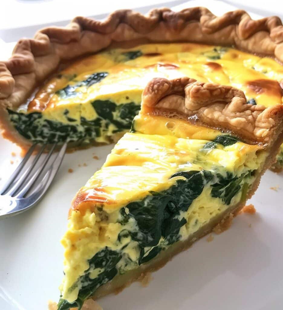 Christmas Morning Quiche (spinach + cheese)