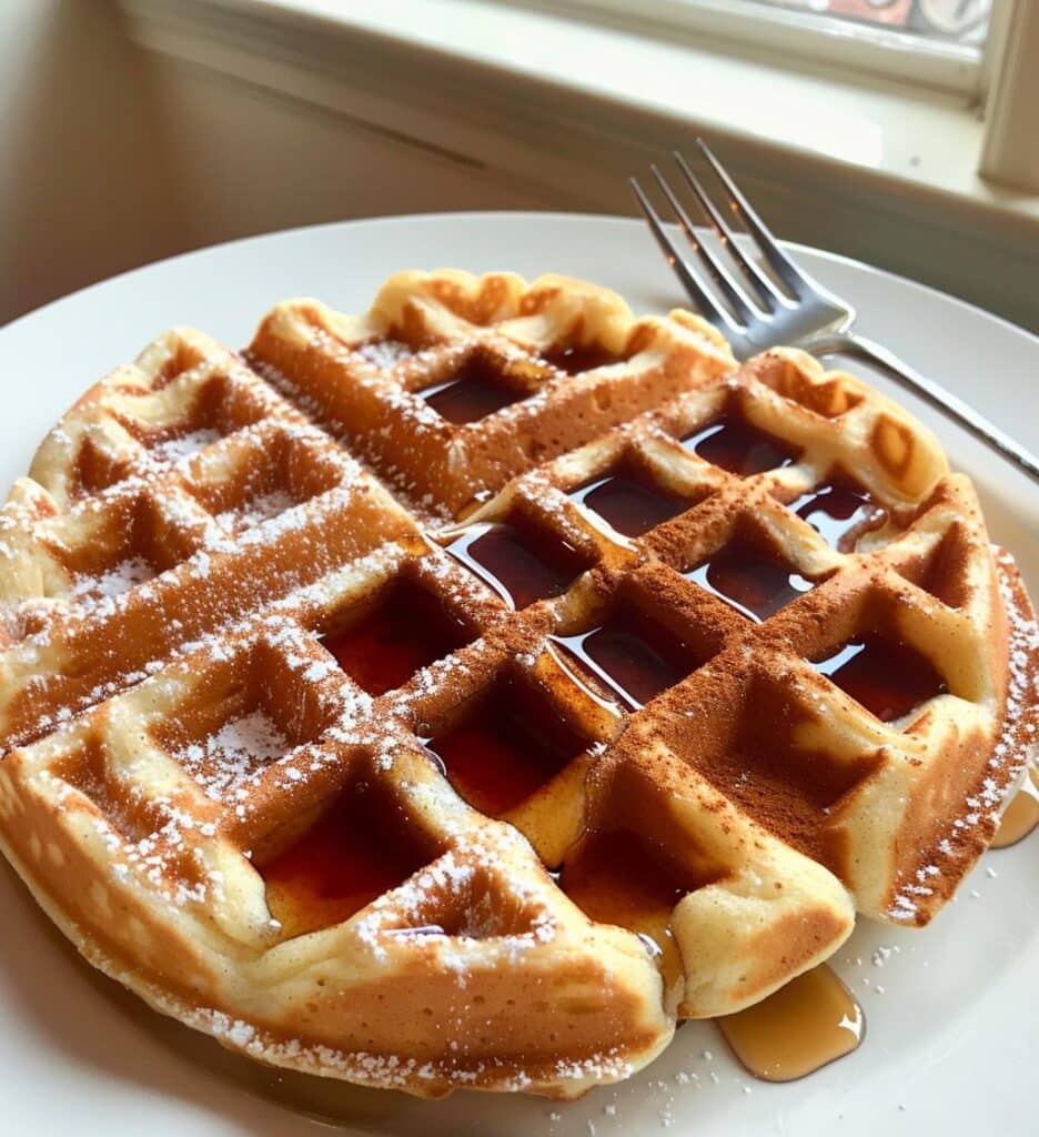 Eggnog Waffles with Maple Syrup