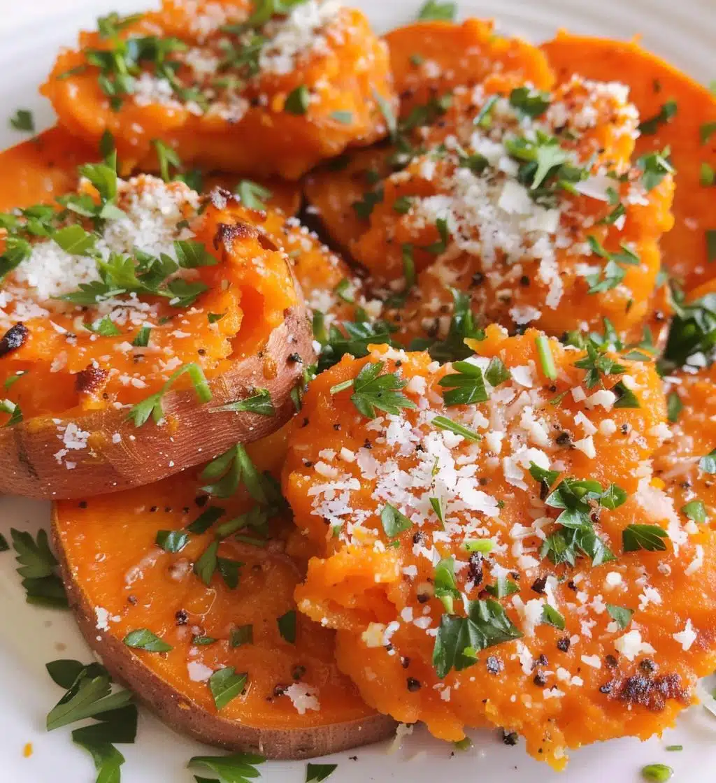 Garlic Parmesan Smashed Sweet Potatoes - detail 1