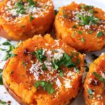 Garlic Parmesan Smashed Sweet Potatoes