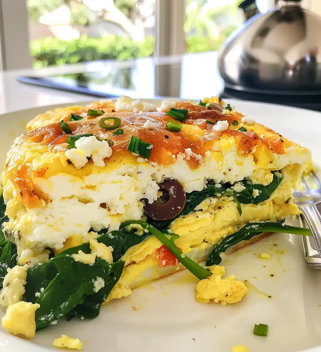 Greek Egg Casserole (Feta, Olives, Spinach) - detail 1