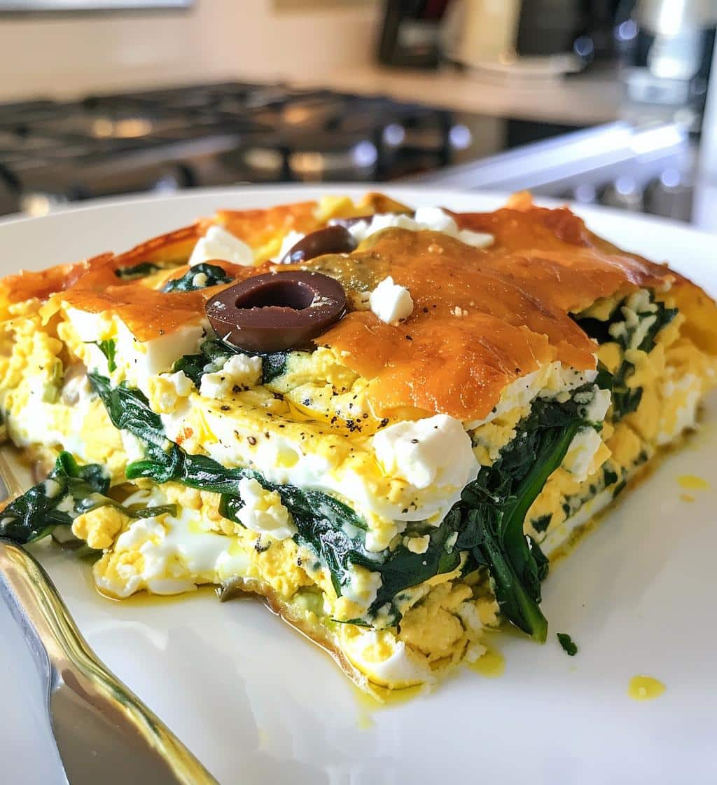 Greek Egg Casserole (Feta, Olives, Spinach)