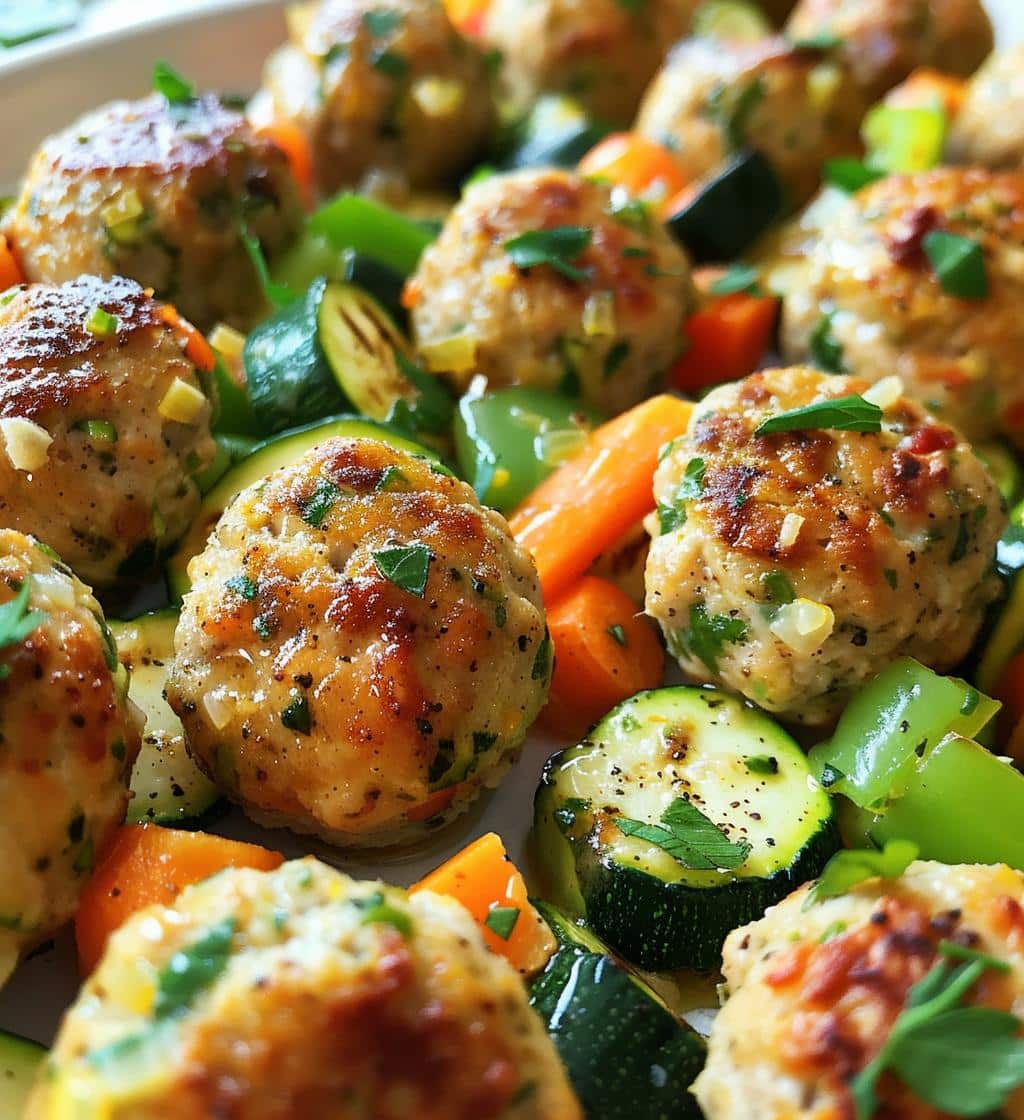 Herb Lemon Turkey Meatballs with Veggies
