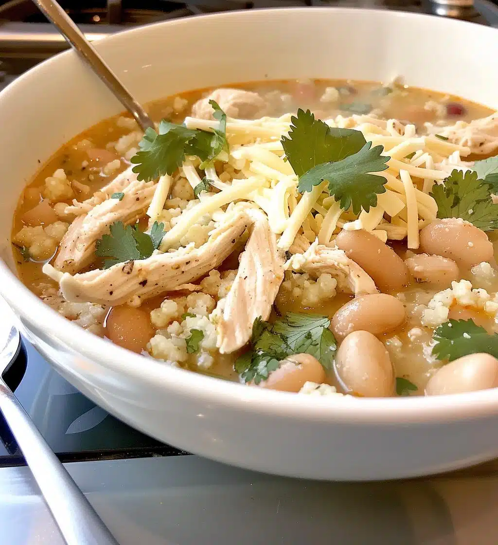 Low-Carb White Chicken Chili (cauliflower base) - detail 1