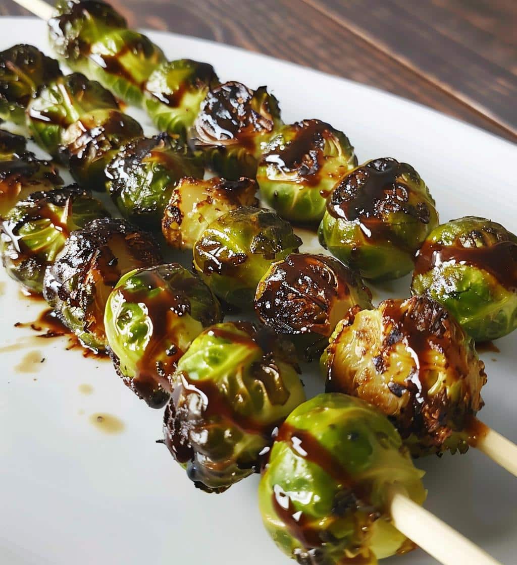 Maple Balsamic Brussel Sprout Skewers
