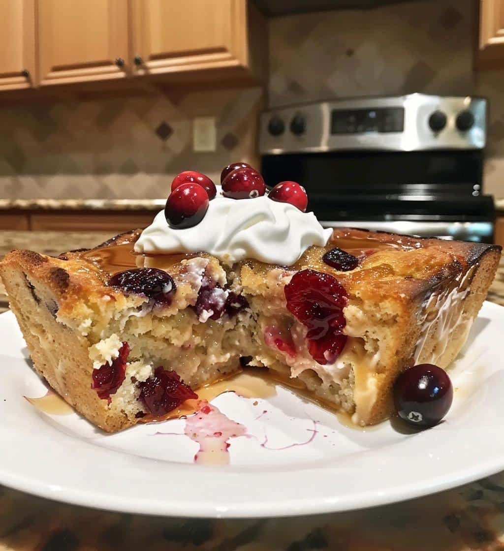 Maple Cranberry Bread Pudding