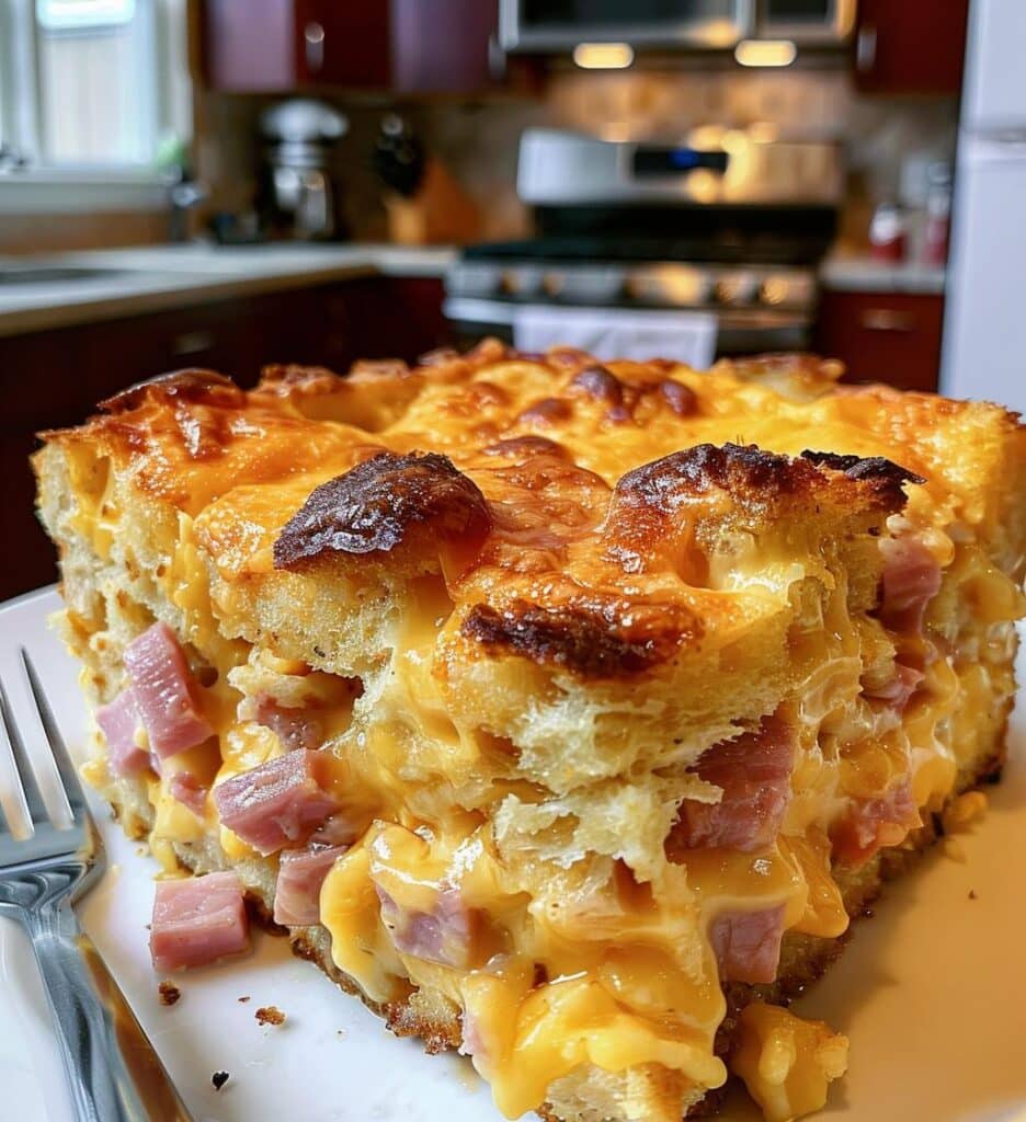 Overnight Ham & Cheese Breakfast Casserole
