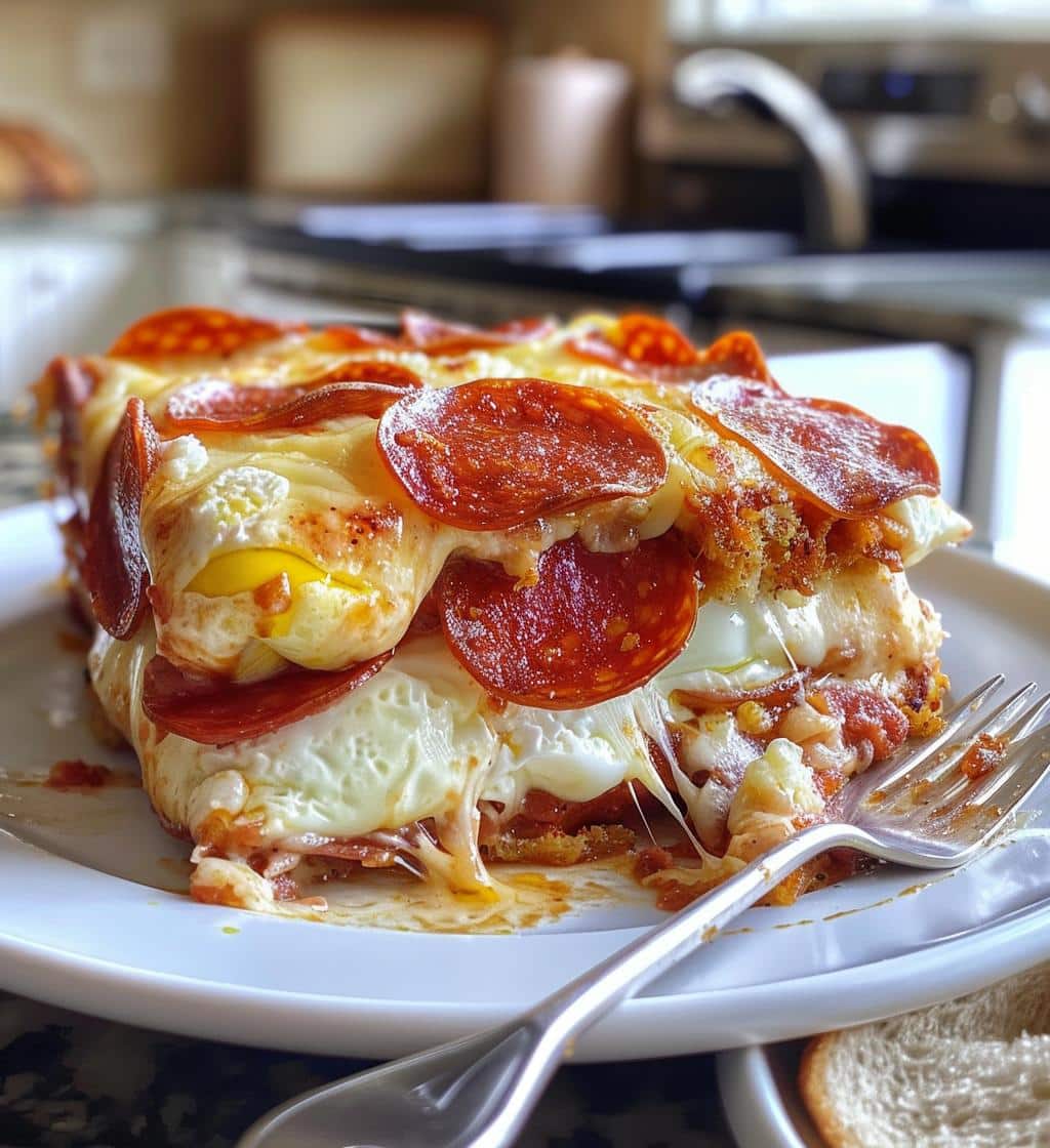Pepperoni Pizza Breakfast Casserole