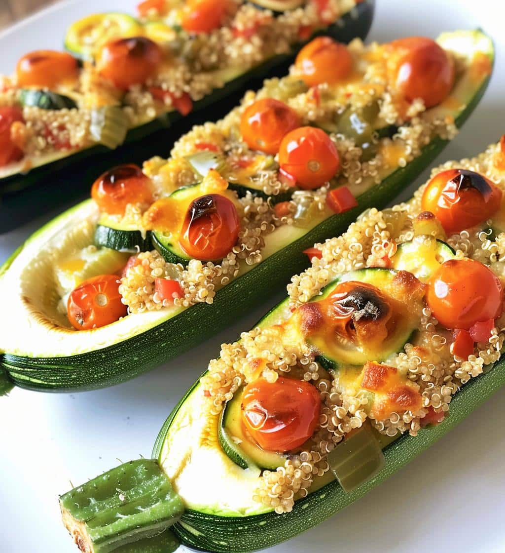 Quinoa Stuffed Zucchini Boats