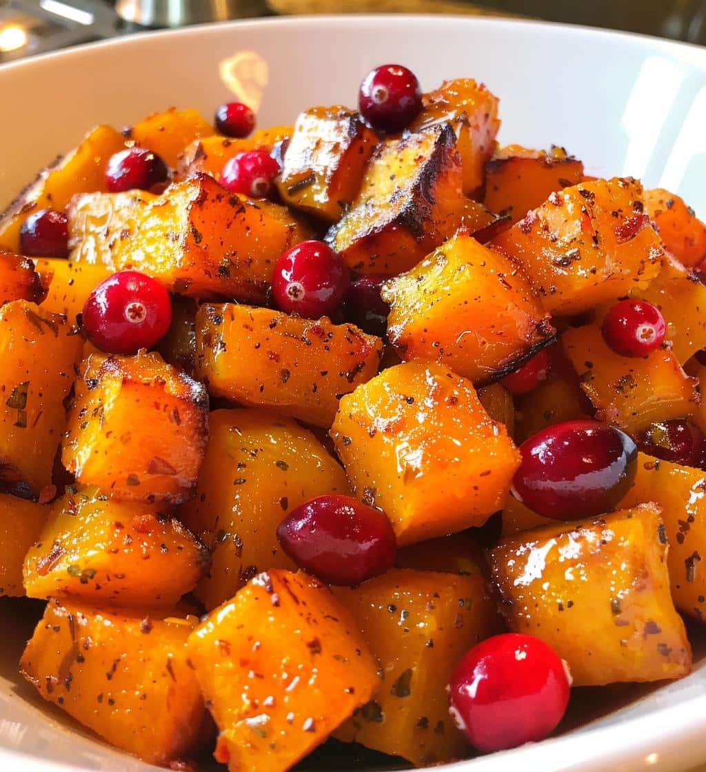 Roasted Butternut Squash with Cranberries