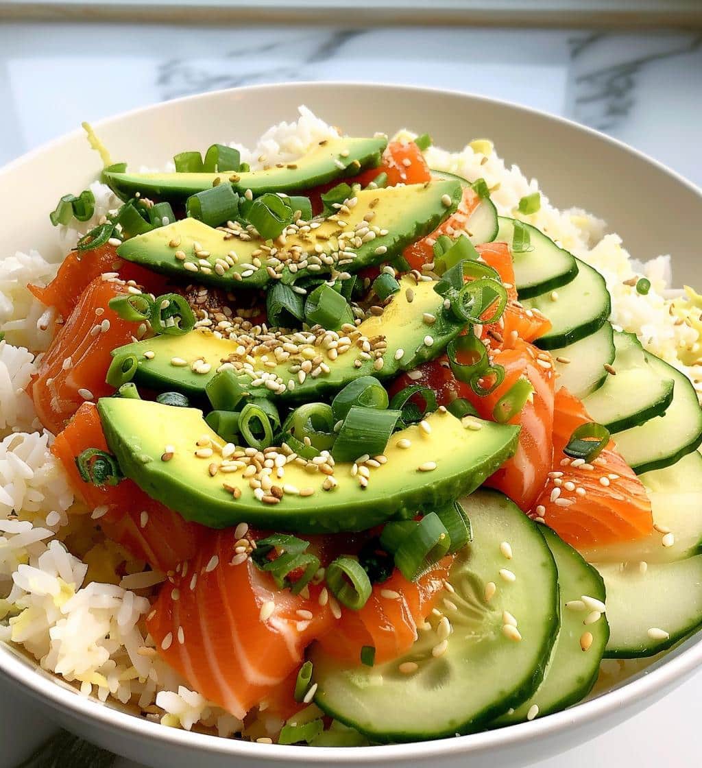 Salmon Bowls with Avocado & Cucumber