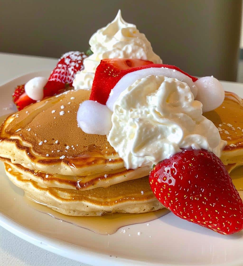 Santa Hat Strawberry Pancakes