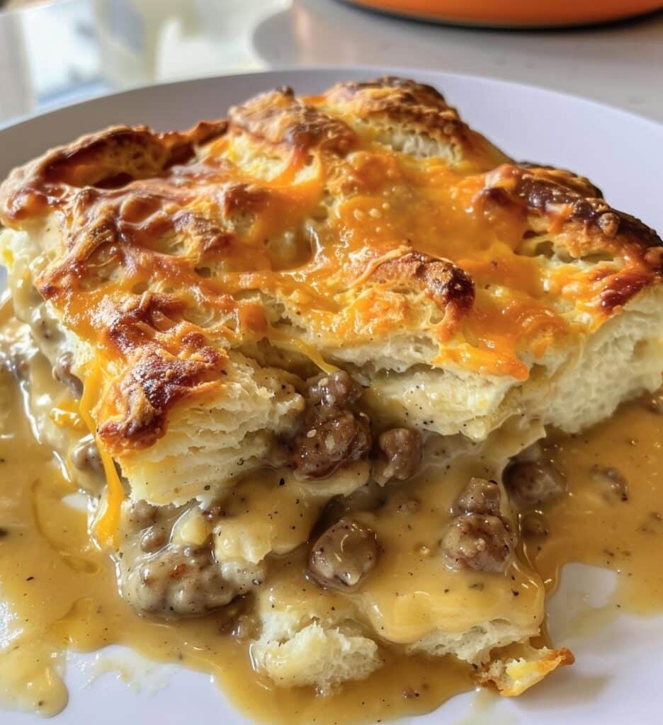 Sausage Gravy & Biscuits Casserole (or sausage-free)