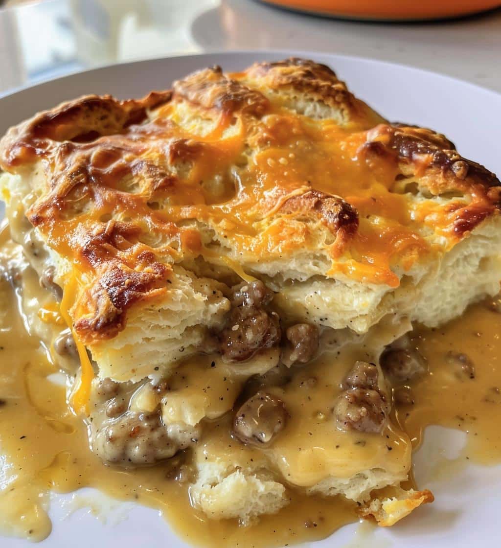 Sausage Gravy & Biscuits Casserole (or sausage-free)