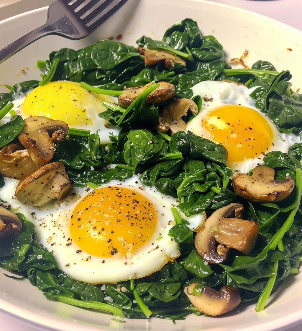 Spinach Mushroom Breakfast Skillet