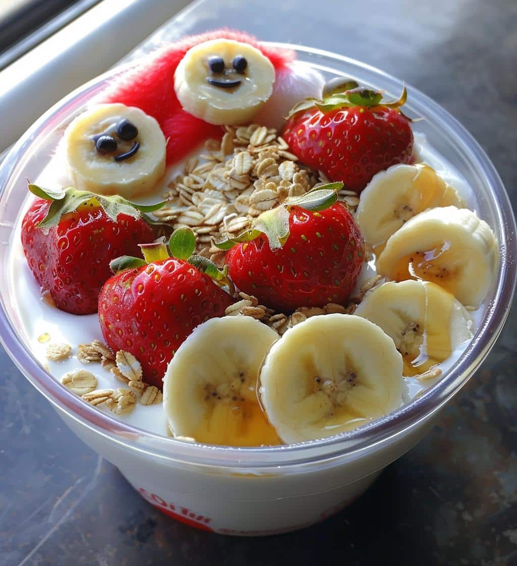 Strawberry Santa Yogurt Bowls