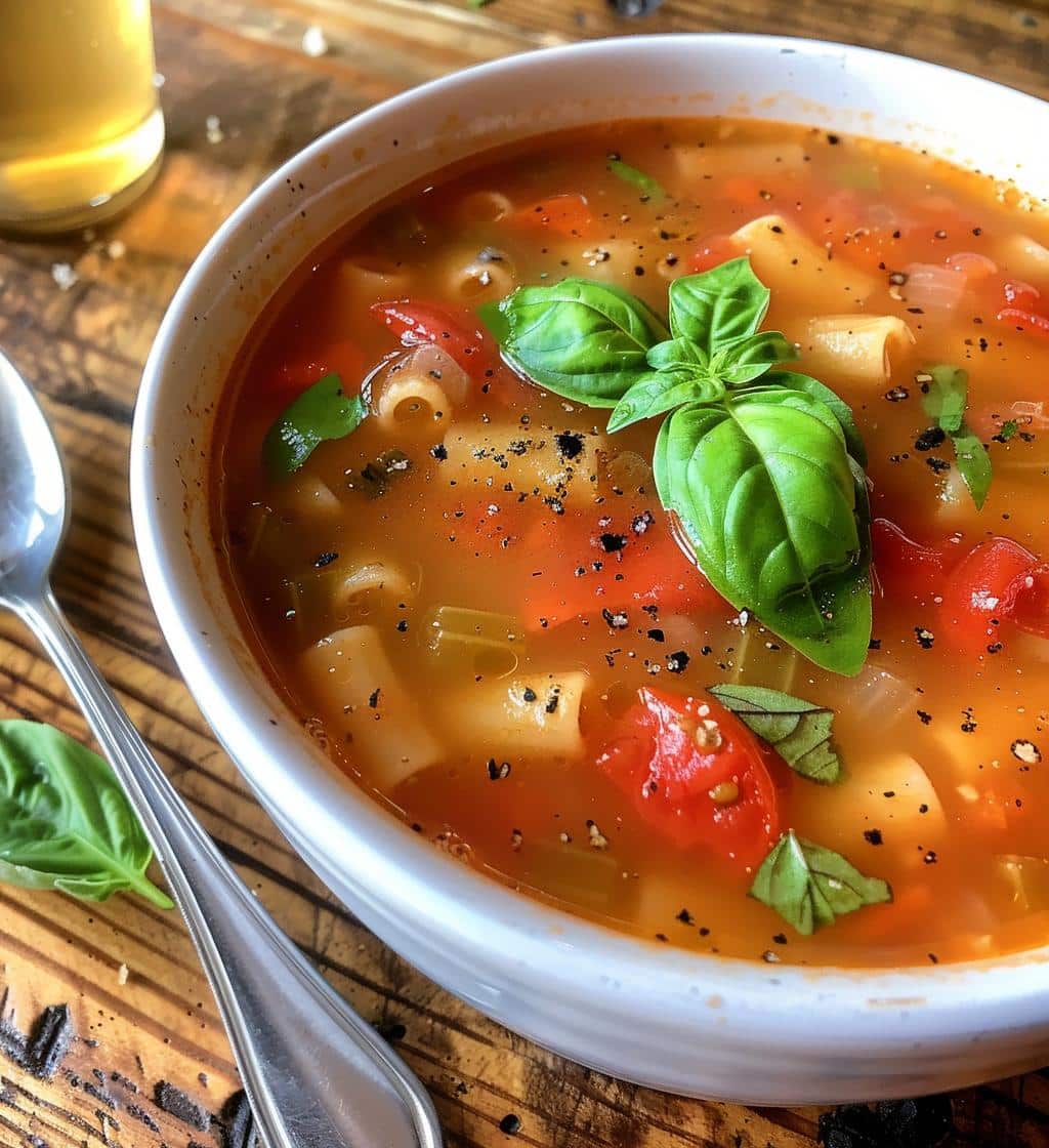 Tomato Basil Pasta Soup - detail 1