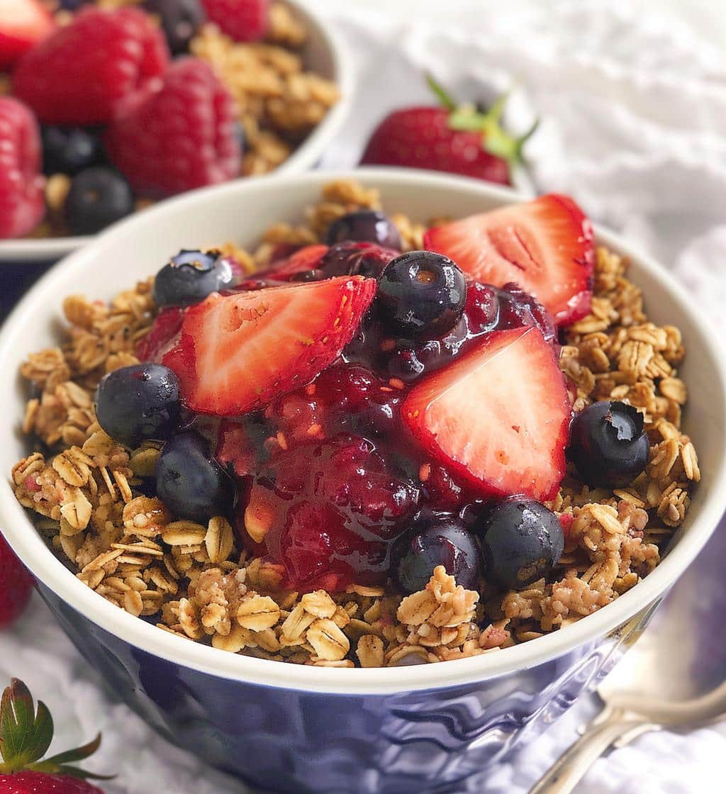 Warm Berry Compote over Granola