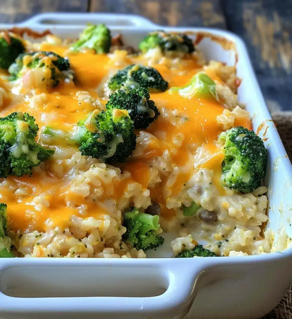 White Cheddar Broccoli Rice Casserole