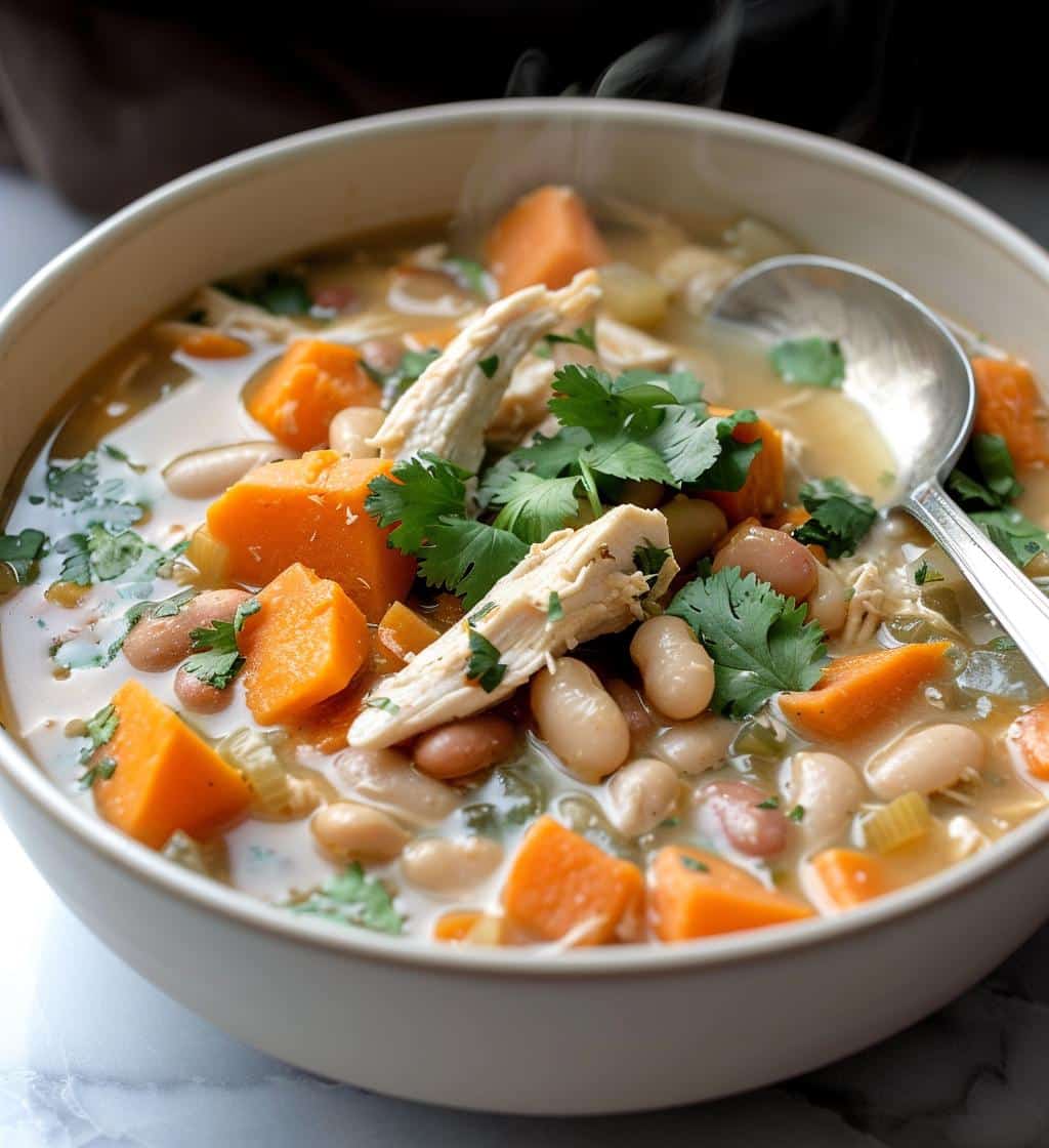 White Chicken Chili with Sweet Potatoes