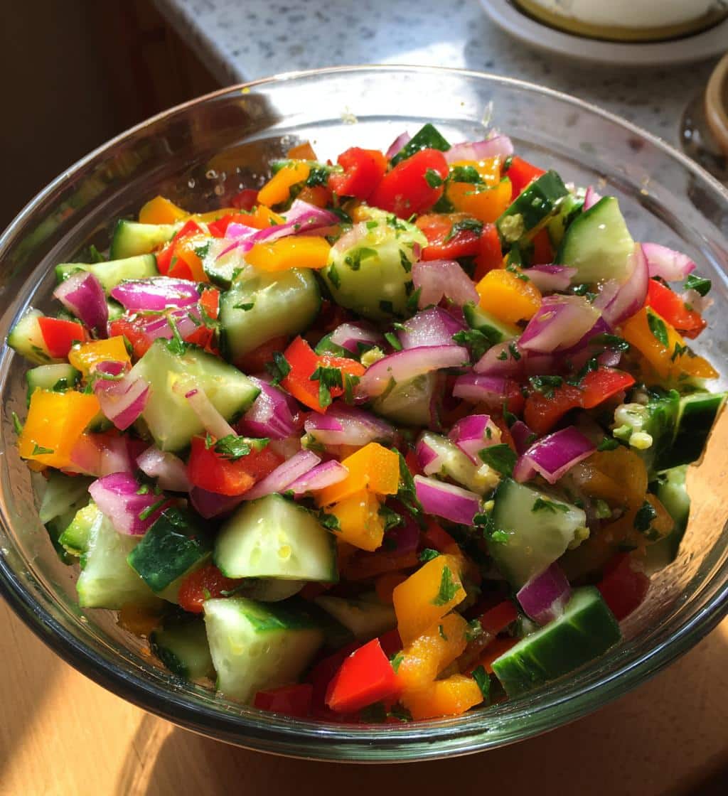 amazing viral cucumber pepper salad recipe - detail 1