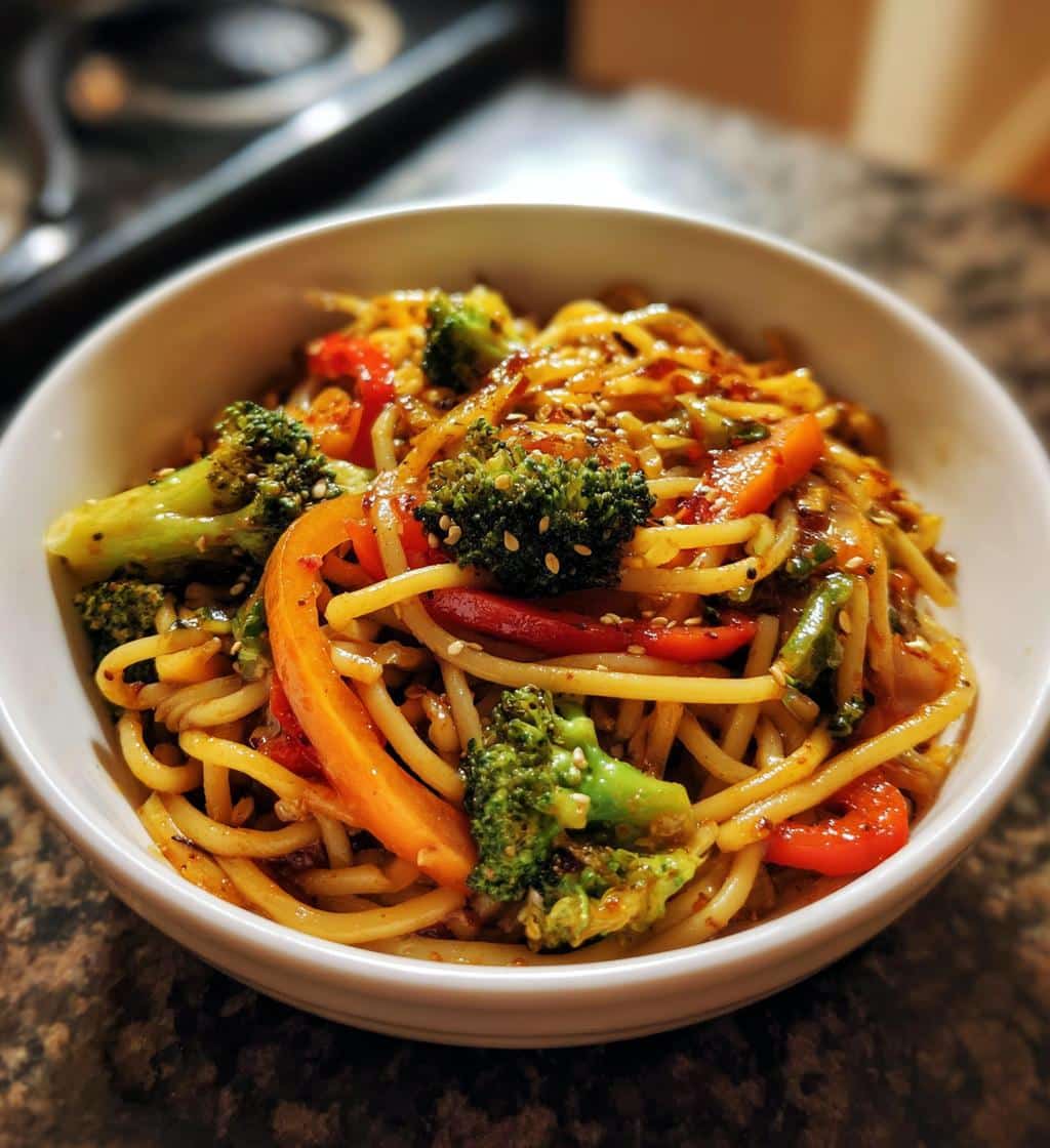 asian vegetable stir fry noodles - detail 1