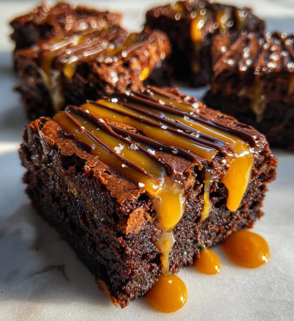 caramel chocolate brownies - detail 1