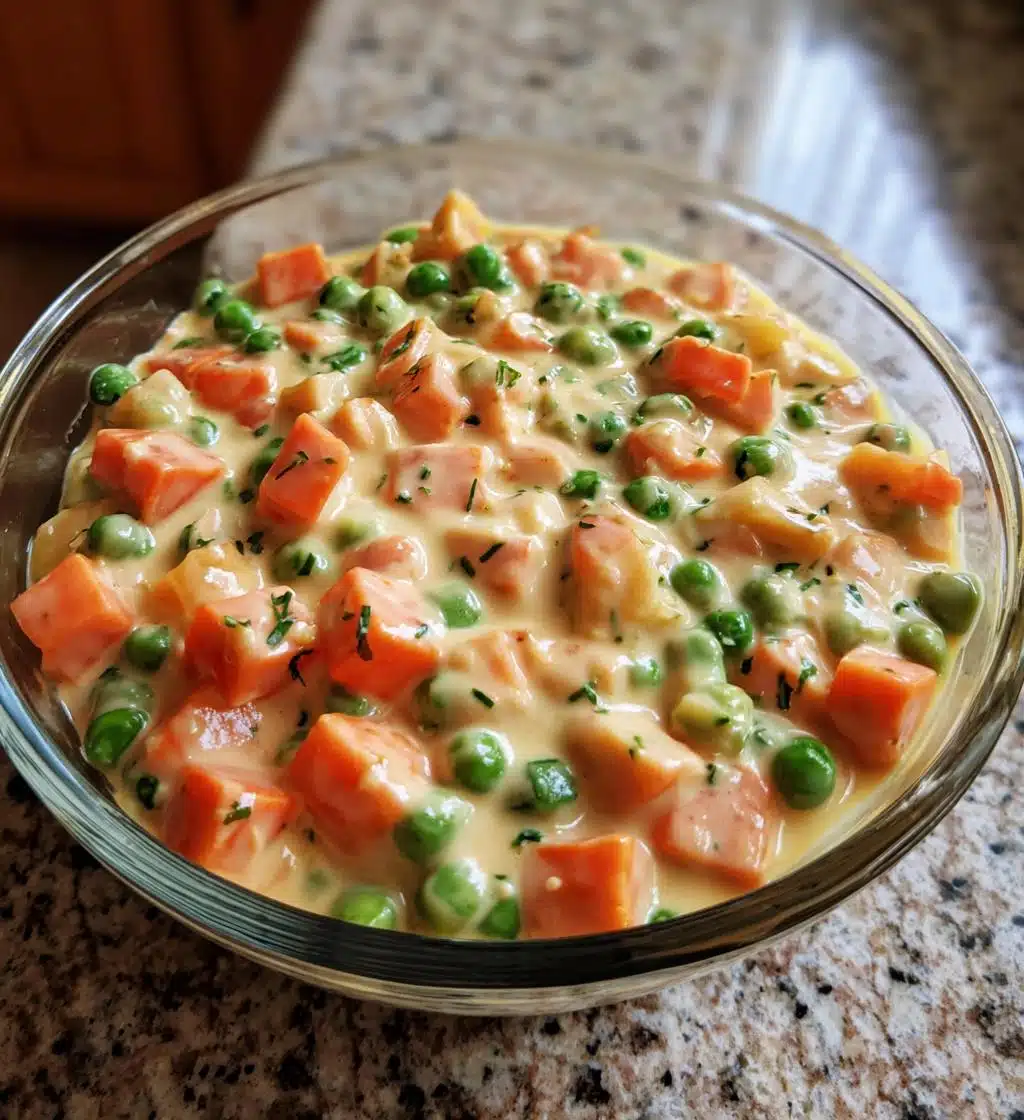 creamed peas and carrots - detail 1