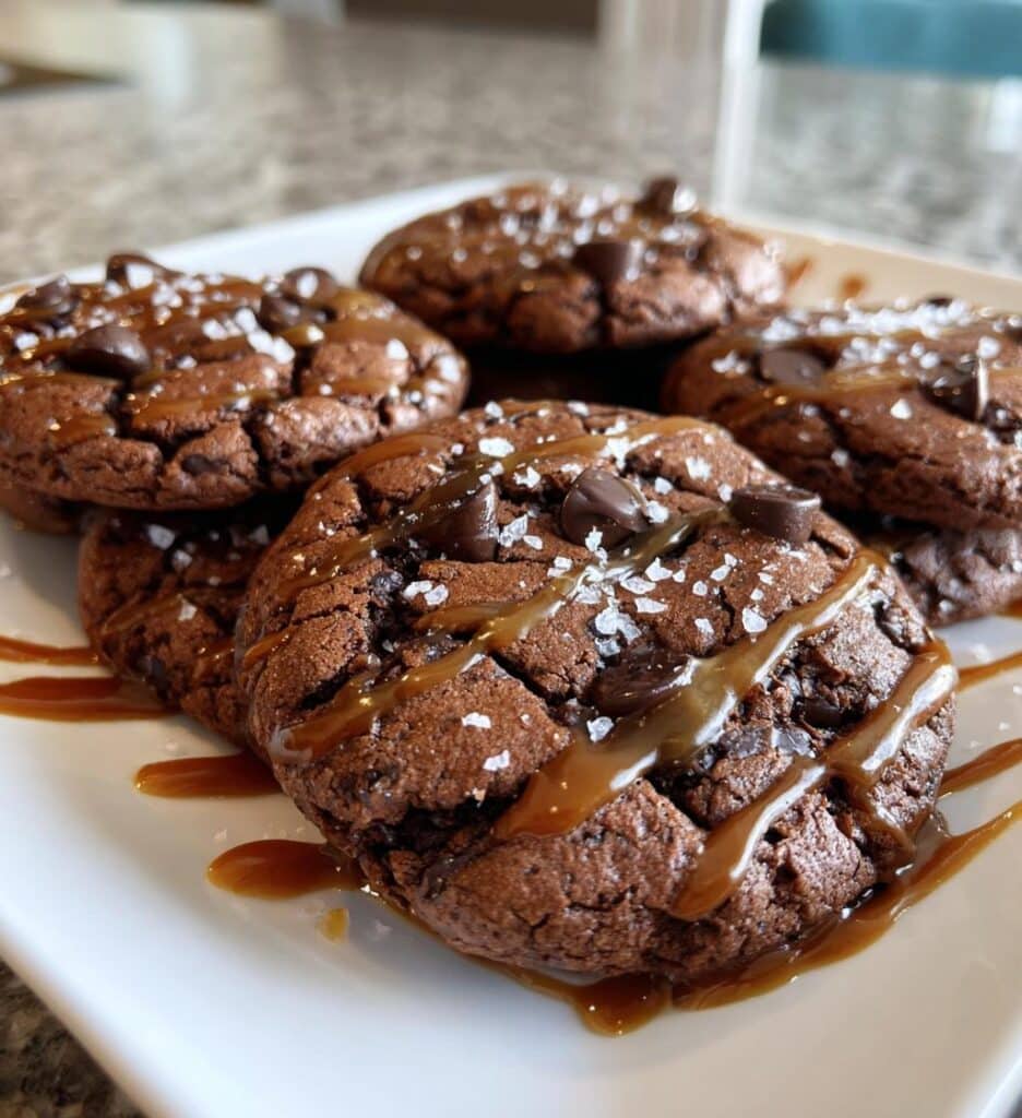 double chocolate salted caramel cookies recipe