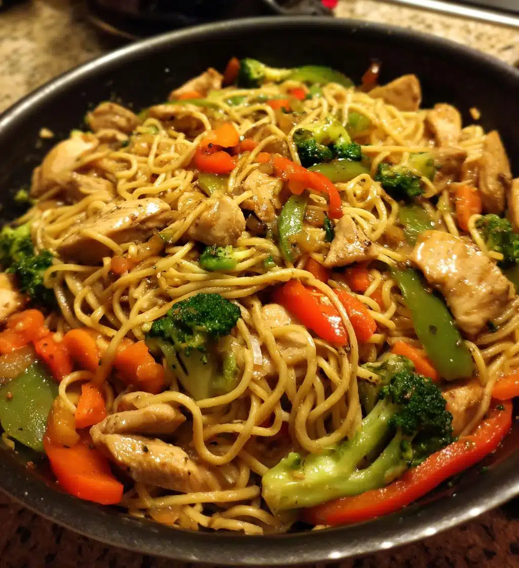 garlic chicken lo mein sauteed vegetables recipe - detail 1
