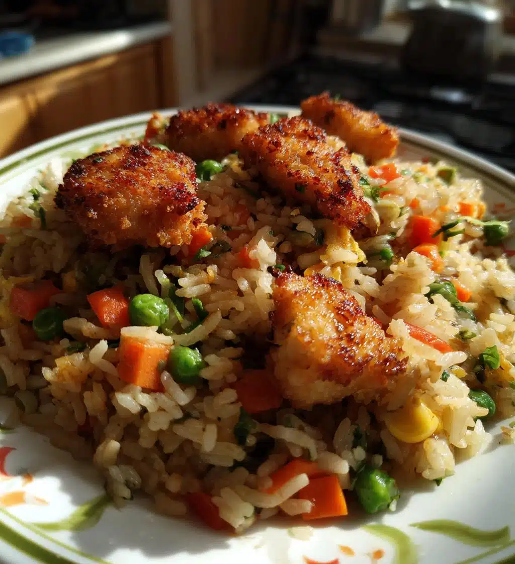 high protein crispy garlic chicken fried rice - detail 1