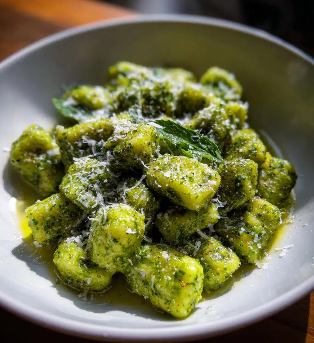 homemade spinach gnocchi - detail 1