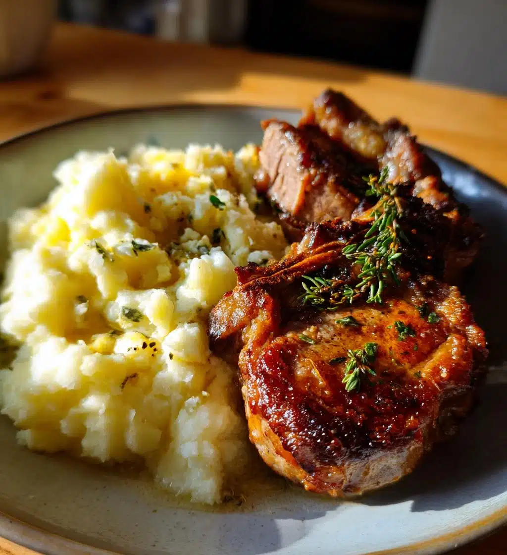 lamb schnitzel lemon butter mashed potatoes - detail 1