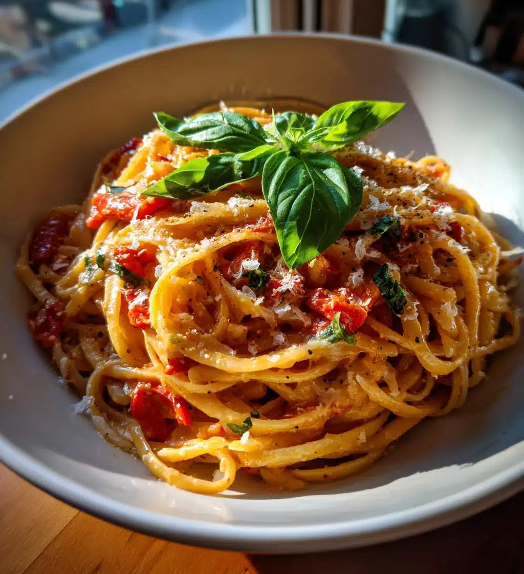 roasted red pepper pasta - detail 1