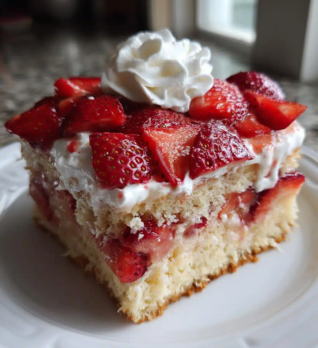 strawberry sheet cake pudding - detail 1