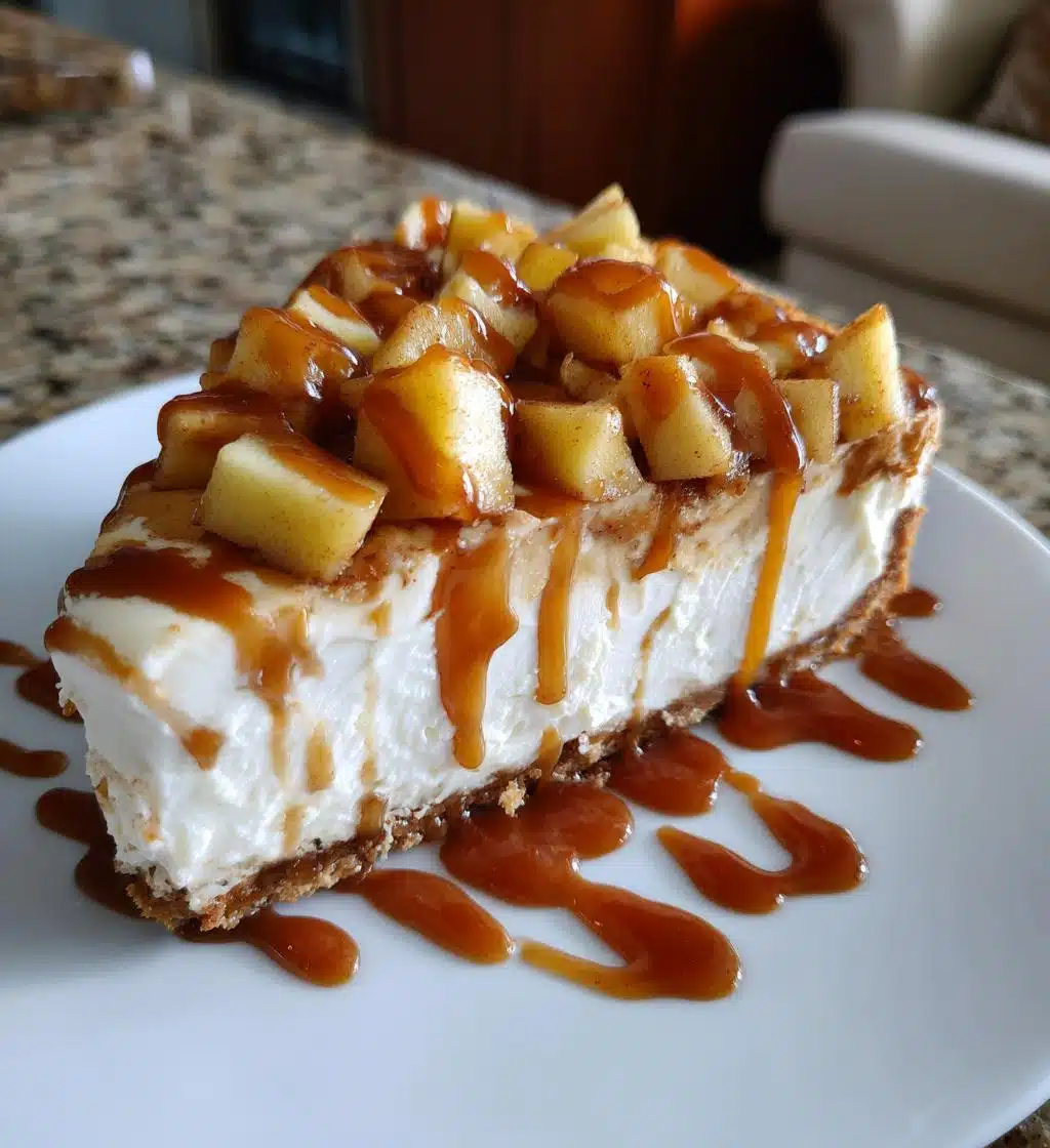 vegan caramel apple cheesecake - detail 1