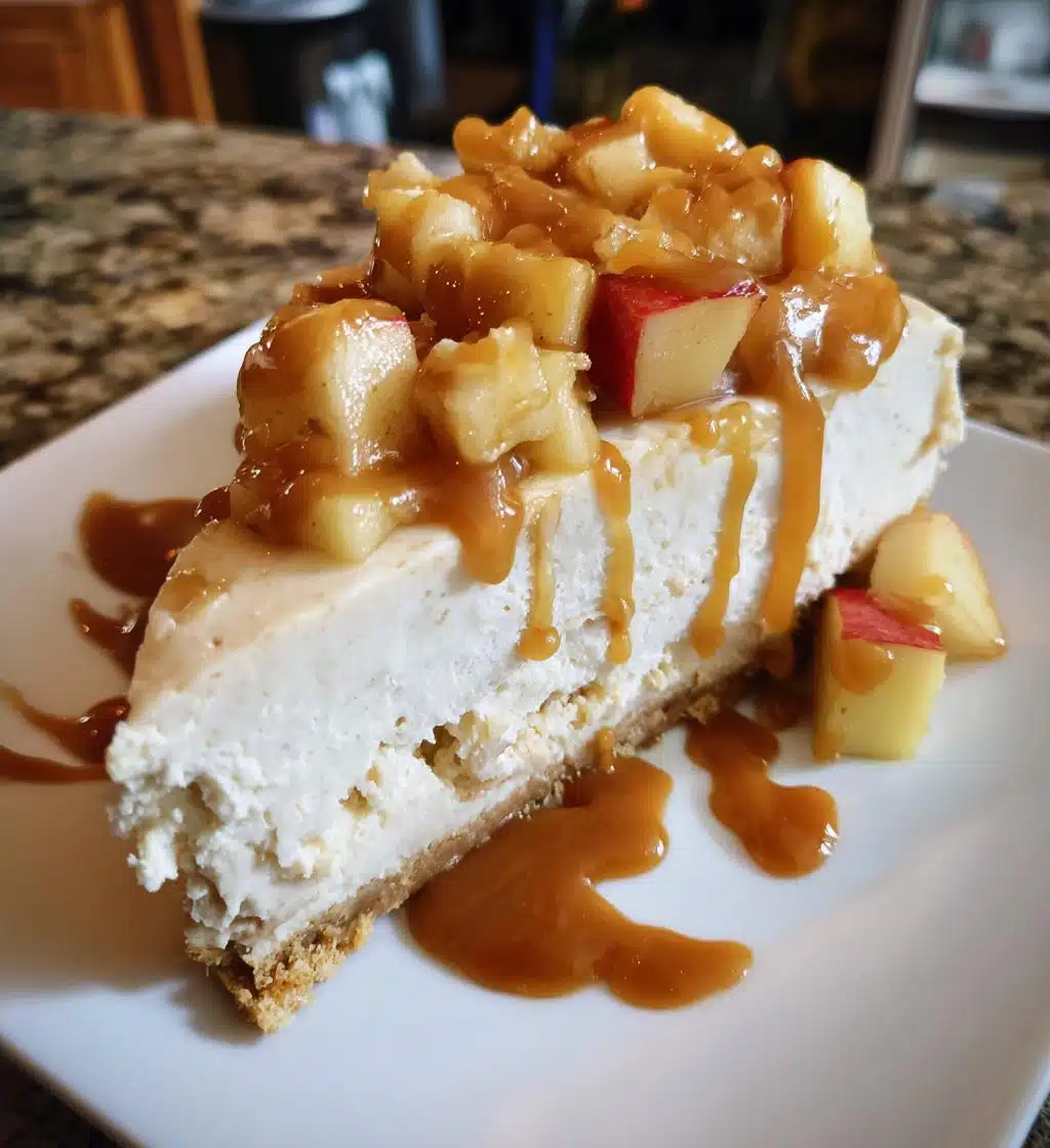 vegan caramel apple cheesecake