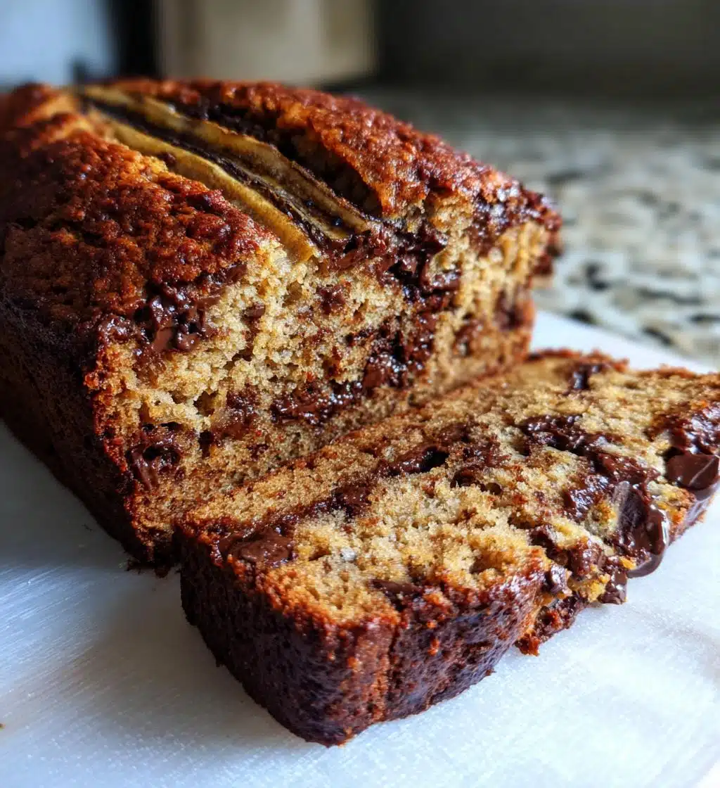 vegan chocolate chip banana bread - detail 1