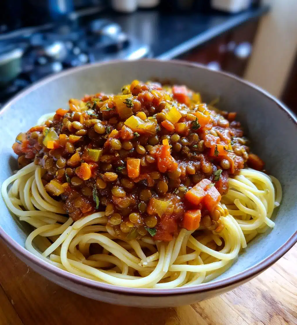 vegan lentil bolognese - detail 1