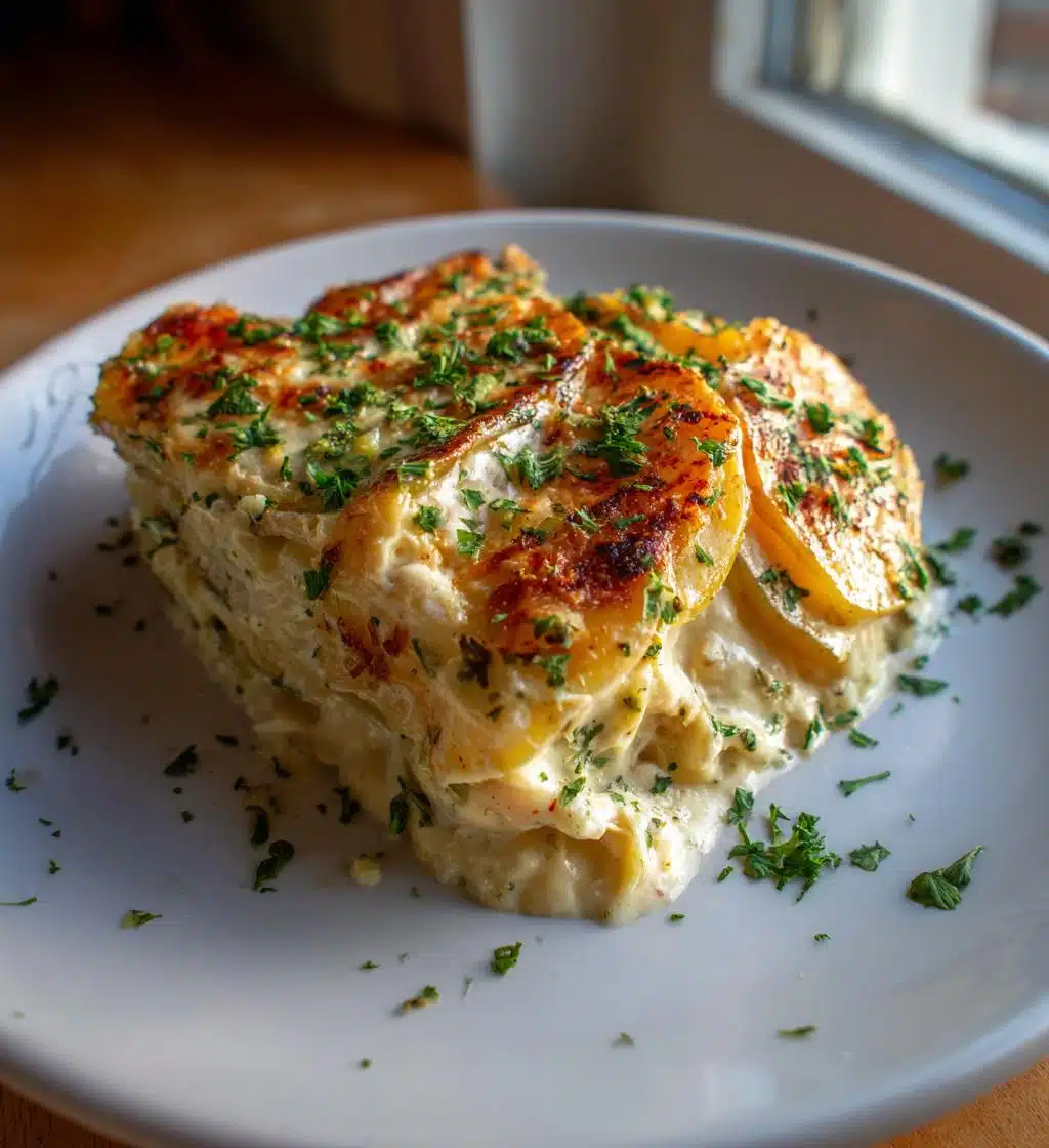 vegan scalloped potatoes - detail 1