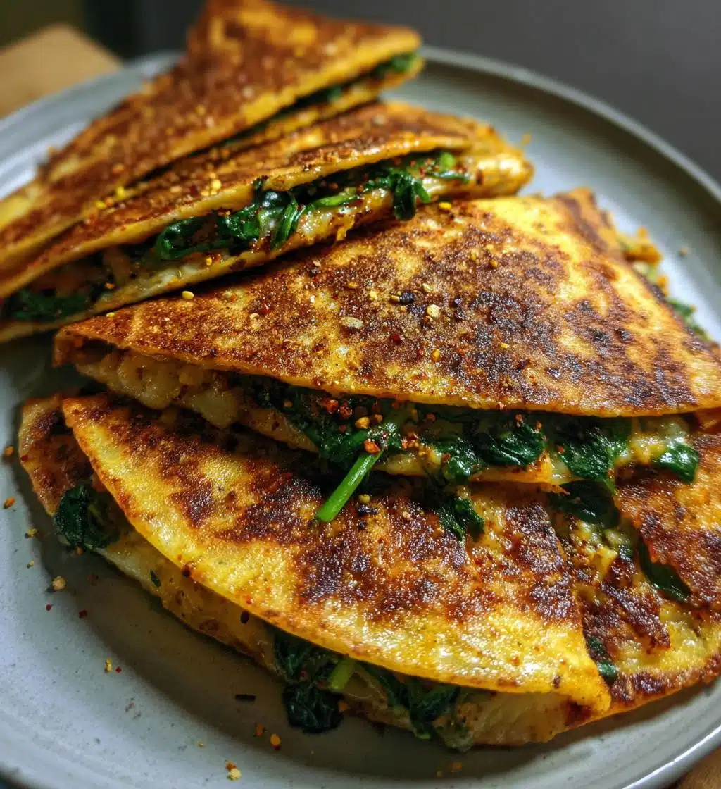 vegan spinach quesadillas - detail 1