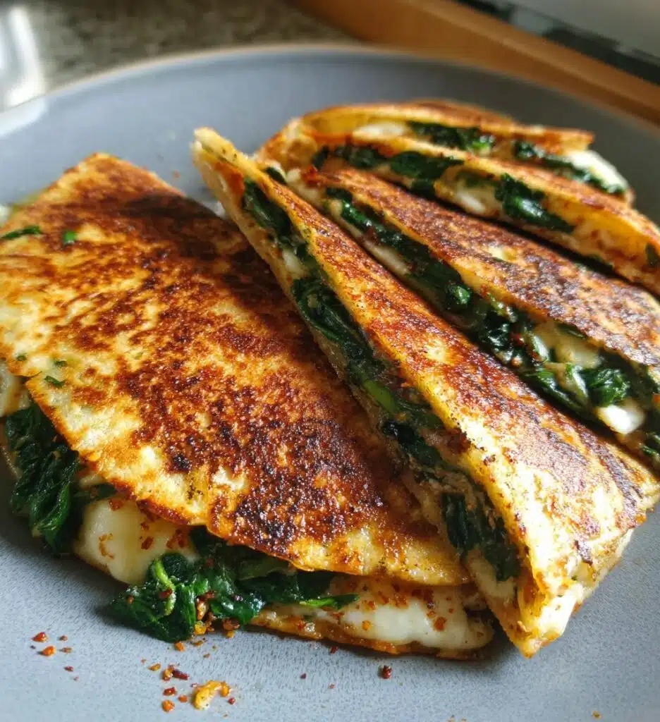 vegan spinach quesadillas
