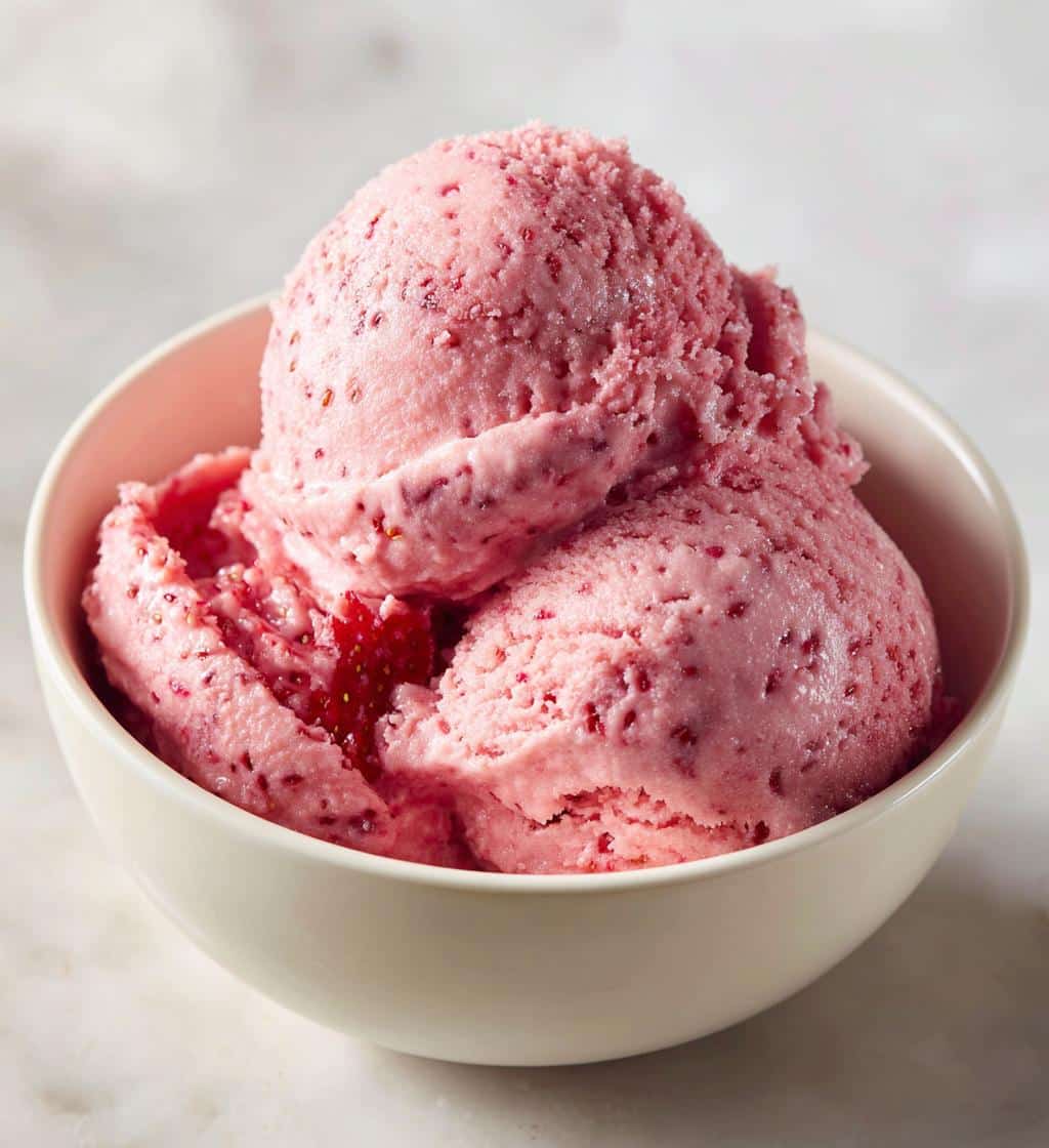vegan strawberry ice cream - detail 1