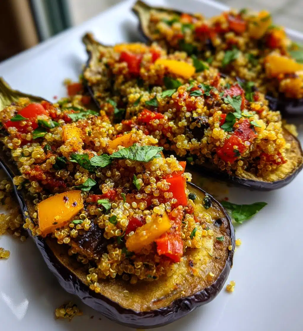 vegan stuffed eggplant - detail 1