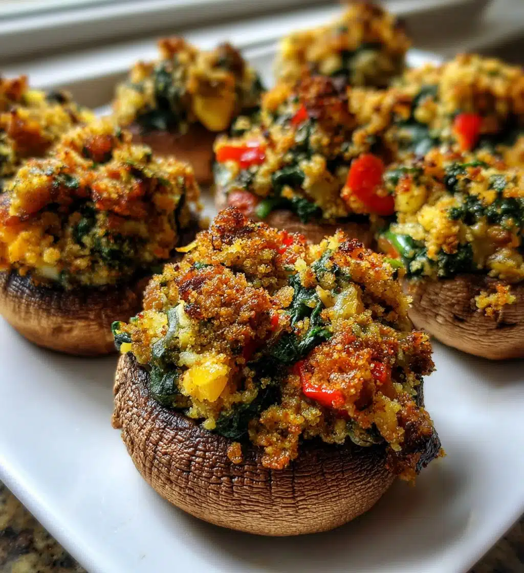 vegan stuffed mushrooms - detail 1
