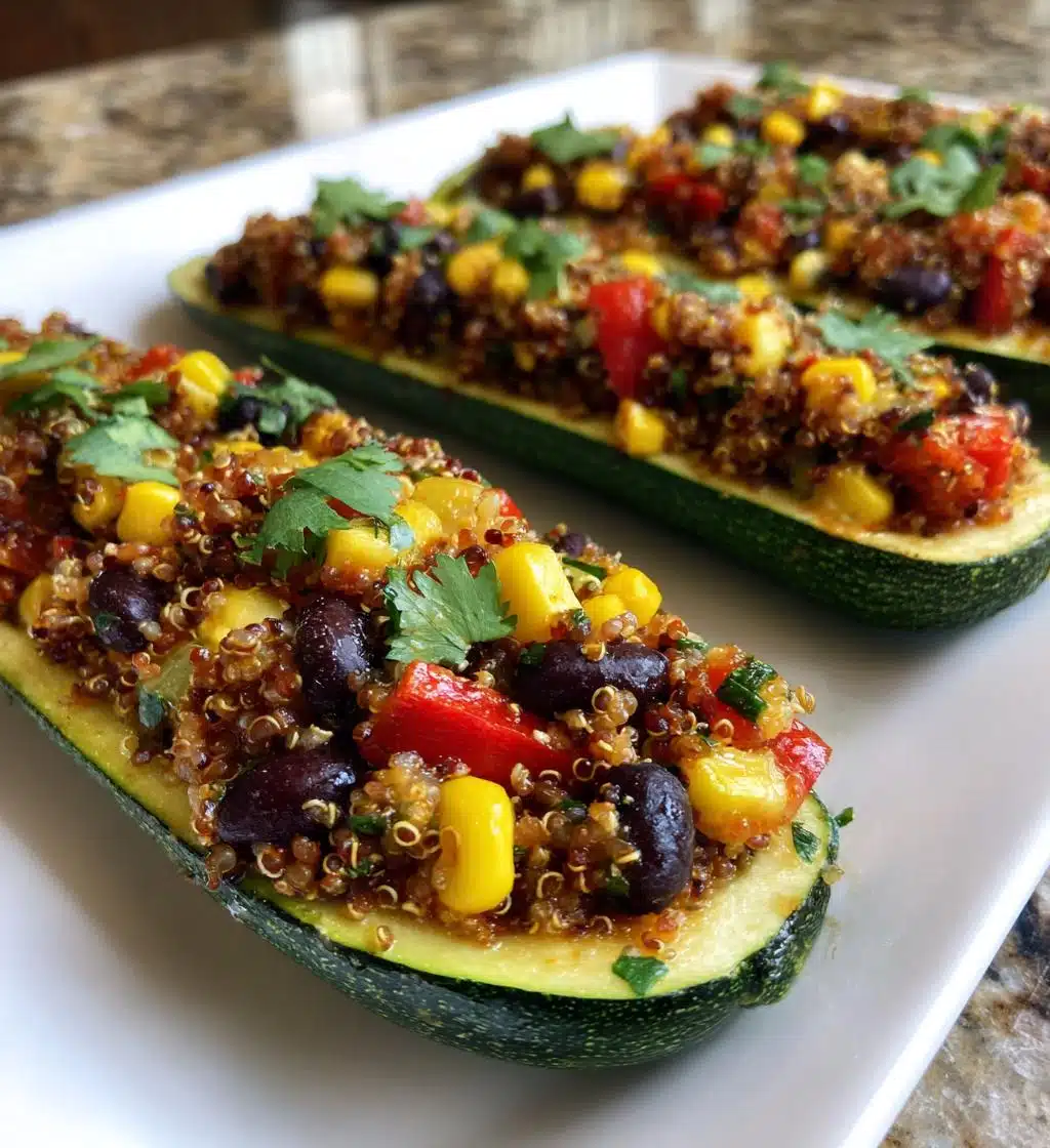 vegan stuffed zucchini - detail 1