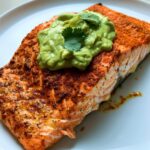Baked Cajun Salmon with Avocado Sauce